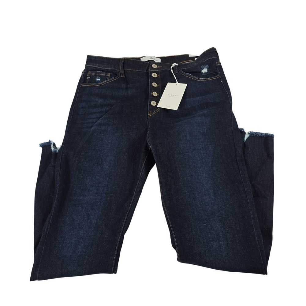 KanCan High Rise Super Skinny‎ Jeans Dark Wash Button Fly Raw Hem 15/31 NEW